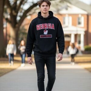 Georgia Bulldogs Black Hoodie - Collegiate Pullover Sweatshirt Size XL Pockets